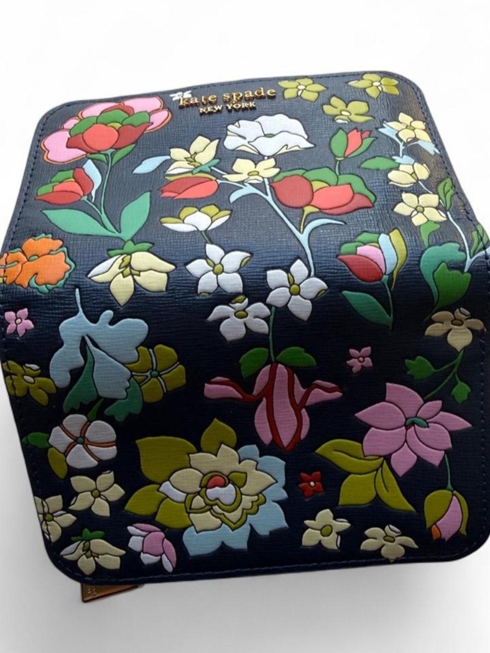 Kate Spade New York Morgan Flower Bed Navy Floral Bifold Wallet Like New - Picture 5 of 8